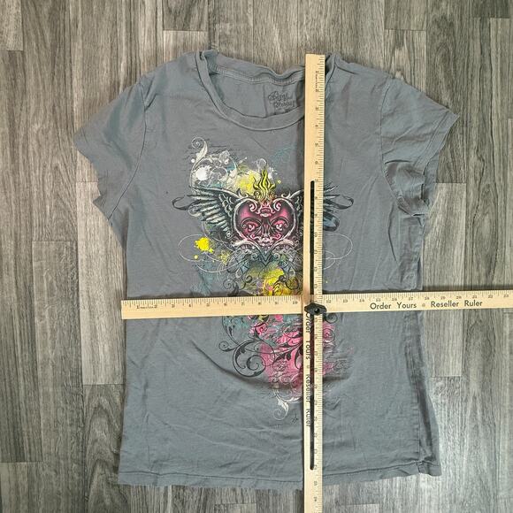 Splendid Couture Girls XXL Gray Winged Heart Graphic Tee Angel Wings Shirt - Picture 5 of 5